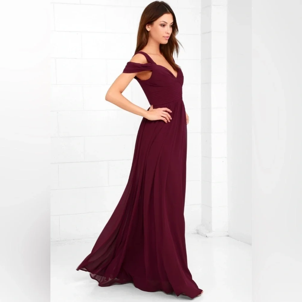 Lulus maxi dress burgundy cherry red make me move wedding guest long gown xs - Picture 2 of 9